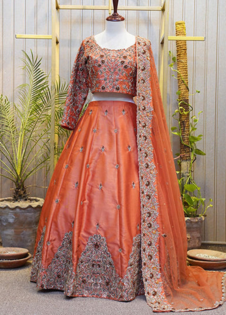 Uzman Yasen Silk Luxury Pret 3 Piece Dress ORANGE CRUSH