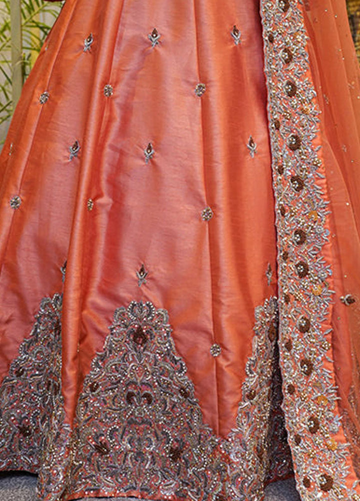 Uzman Yasen Silk Luxury Pret 3 Piece Dress ORANGE CRUSH