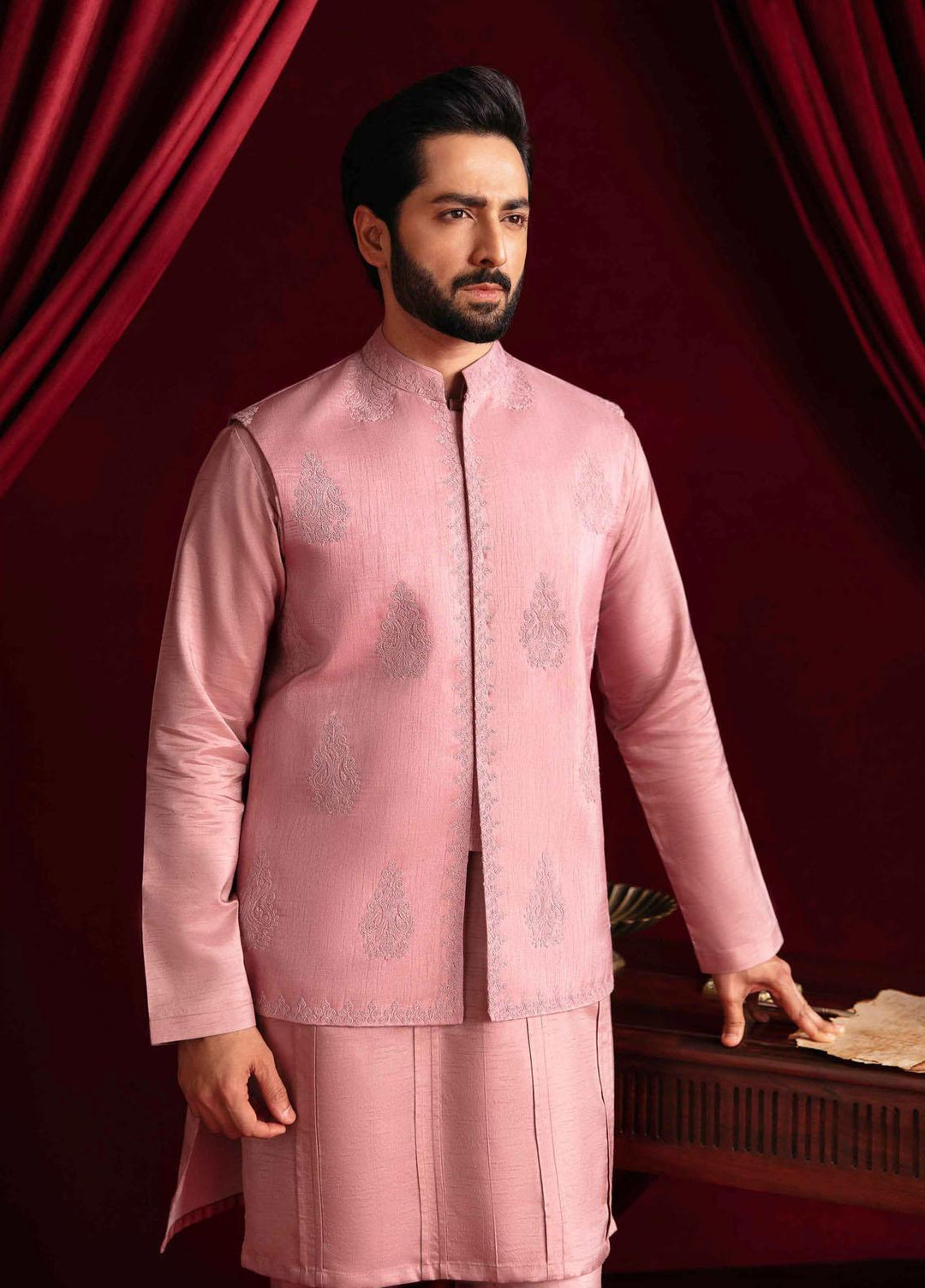 Qalamkar Raw Silk Formal Waistcost for Men -  QLM23MF MR-06