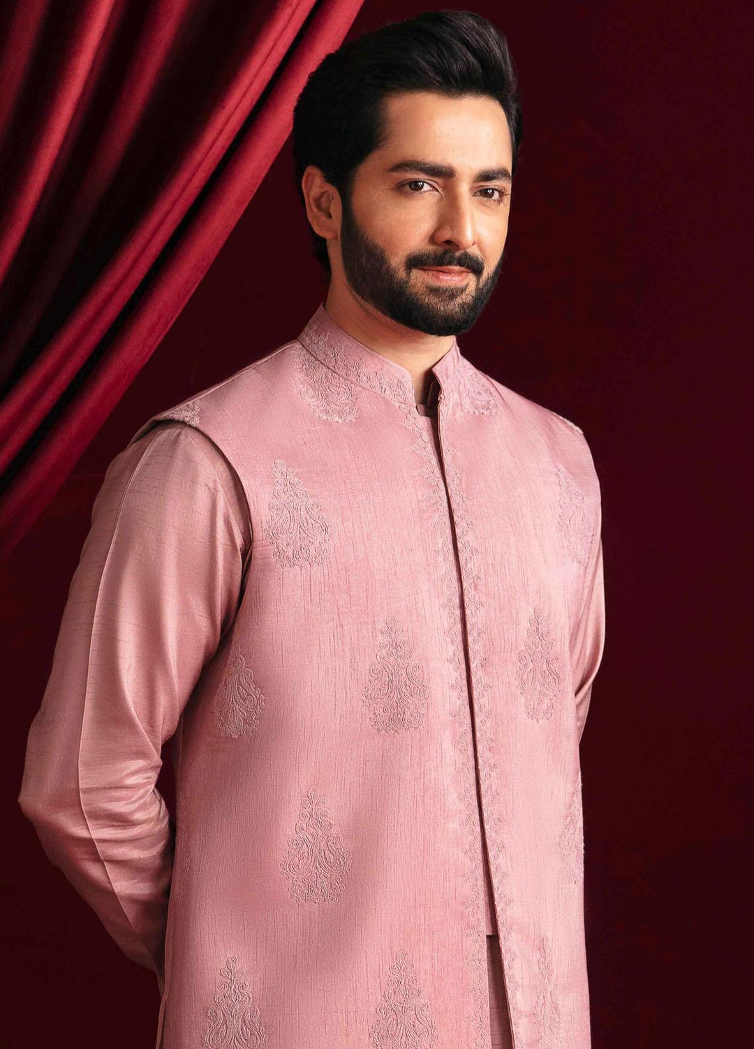 Qalamkar Raw Silk Formal Waistcost for Men -  QLM23MF MR-06