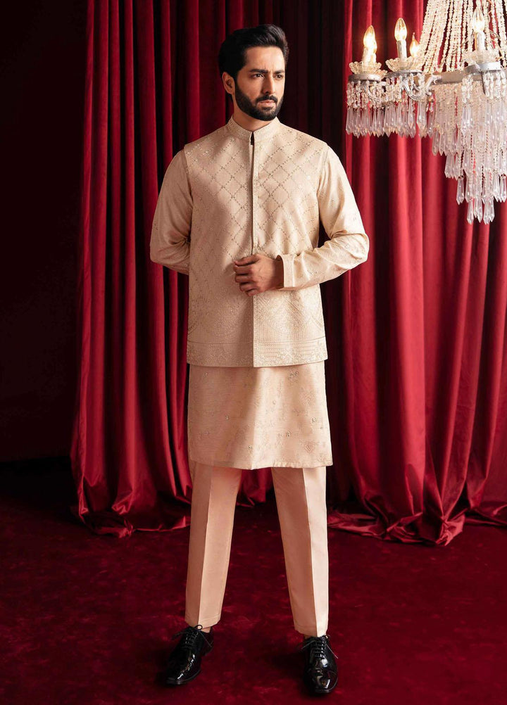 Qalamkar Raw Silk Formal Waistcost for Men -  QLM23MF MR-07