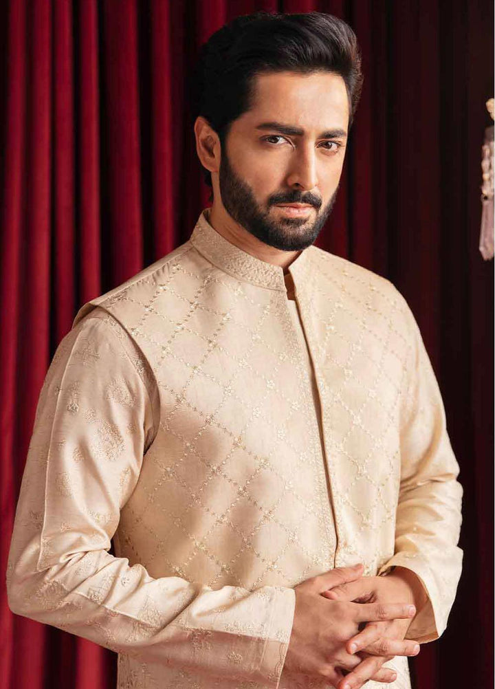 Qalamkar Raw Silk Formal Waistcost for Men -  QLM23MF MR-07