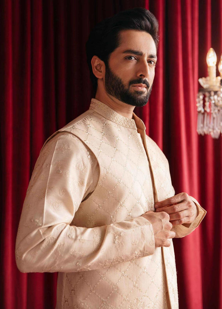 Qalamkar Raw Silk Formal Waistcost for Men -  QLM23MF MR-07