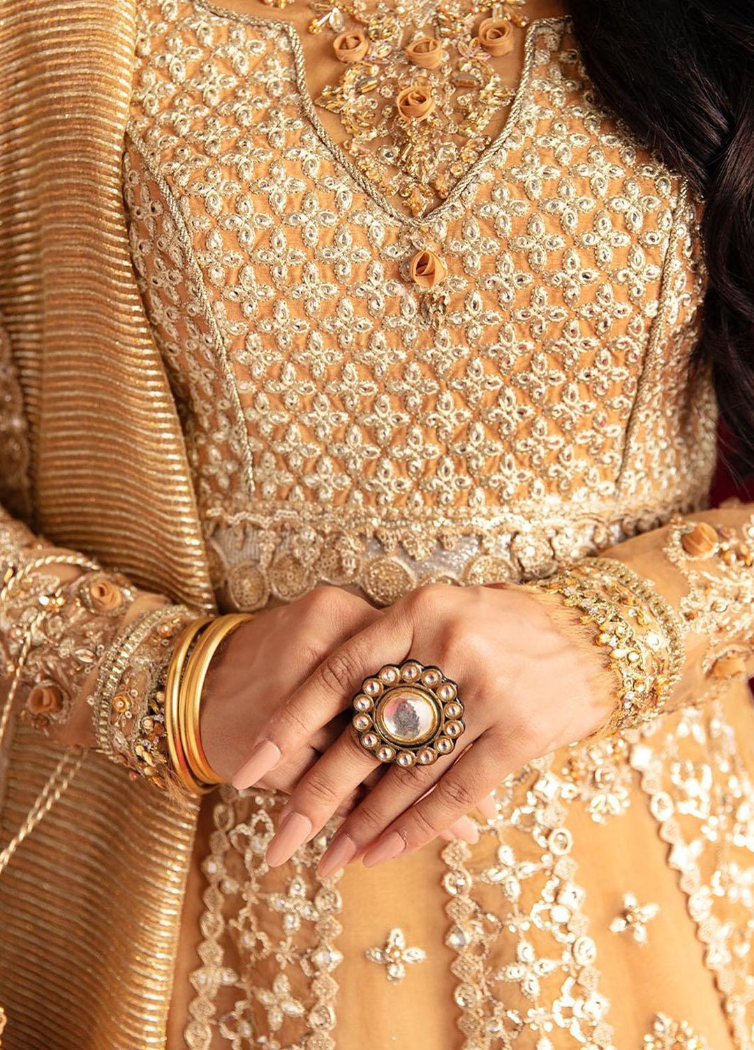 Heer Ranjha By Qalamkar Embroidered Raw Silk Suits Unstitched 3 Piece QLM23HR Fariya - Luxury Formal Collection