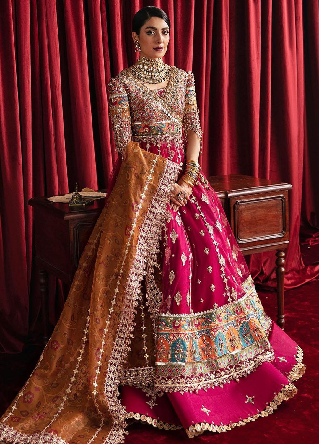 Heer Ranjha By Qalamkar Embroidered Silk Suits Unstitched 4 Piece QLM23HR Leela - Luxury Formal Collection