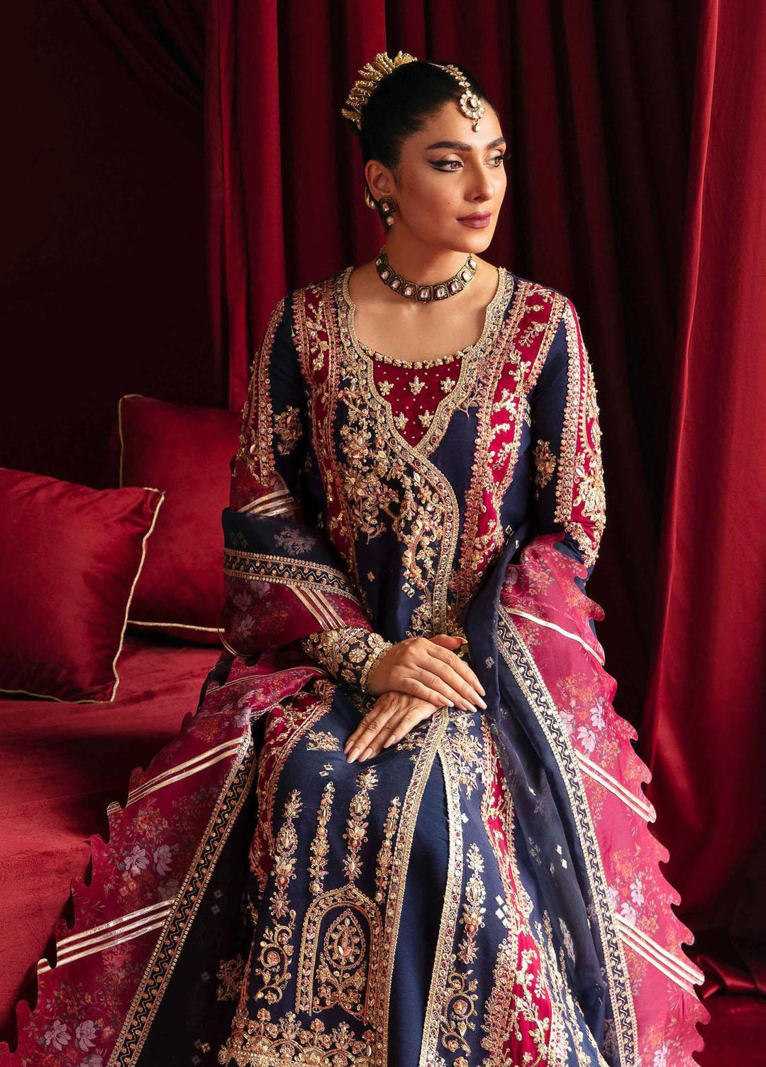 Heer Ranjha By Qalamkar Embroidered Raw Silk Suits Unstitched 3 Piece QLM23HR Meharbano - Luxury Formal Collection