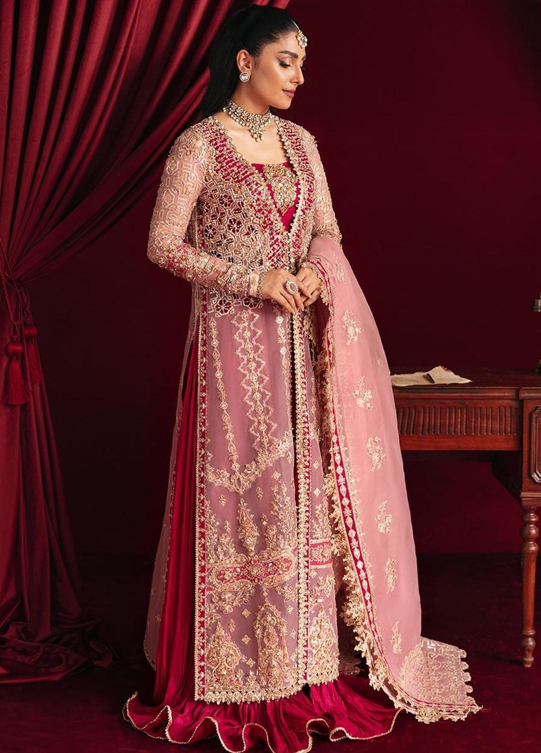 Heer Ranjha By Qalamkar Embroidered Organza Suits Unstitched 4 Piece QLM23HR Arisha - Luxury Formal Collection