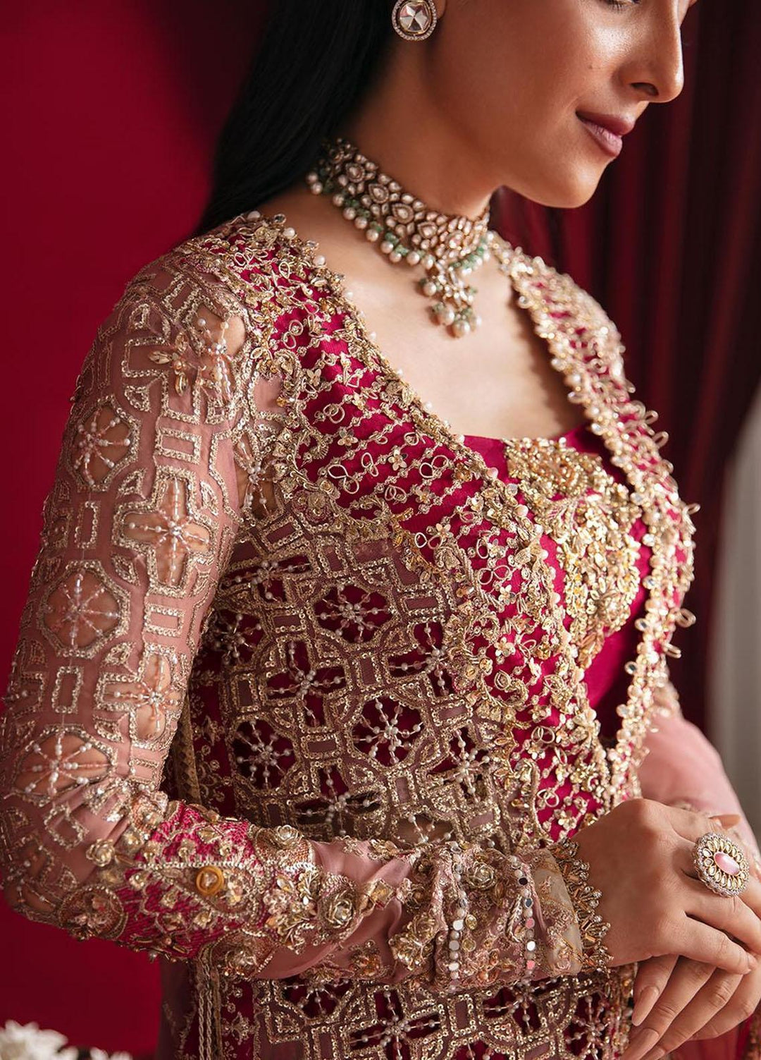 Heer Ranjha By Qalamkar Embroidered Organza Suits Unstitched 4 Piece QLM23HR Arisha - Luxury Formal Collection