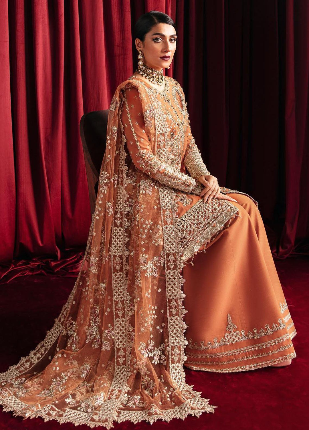 Heer Ranjha By Qalamkar Embroidered Raw Silk Suits Unstitched 3 Piece QLM23HR Noor - Luxury Formal Collection
