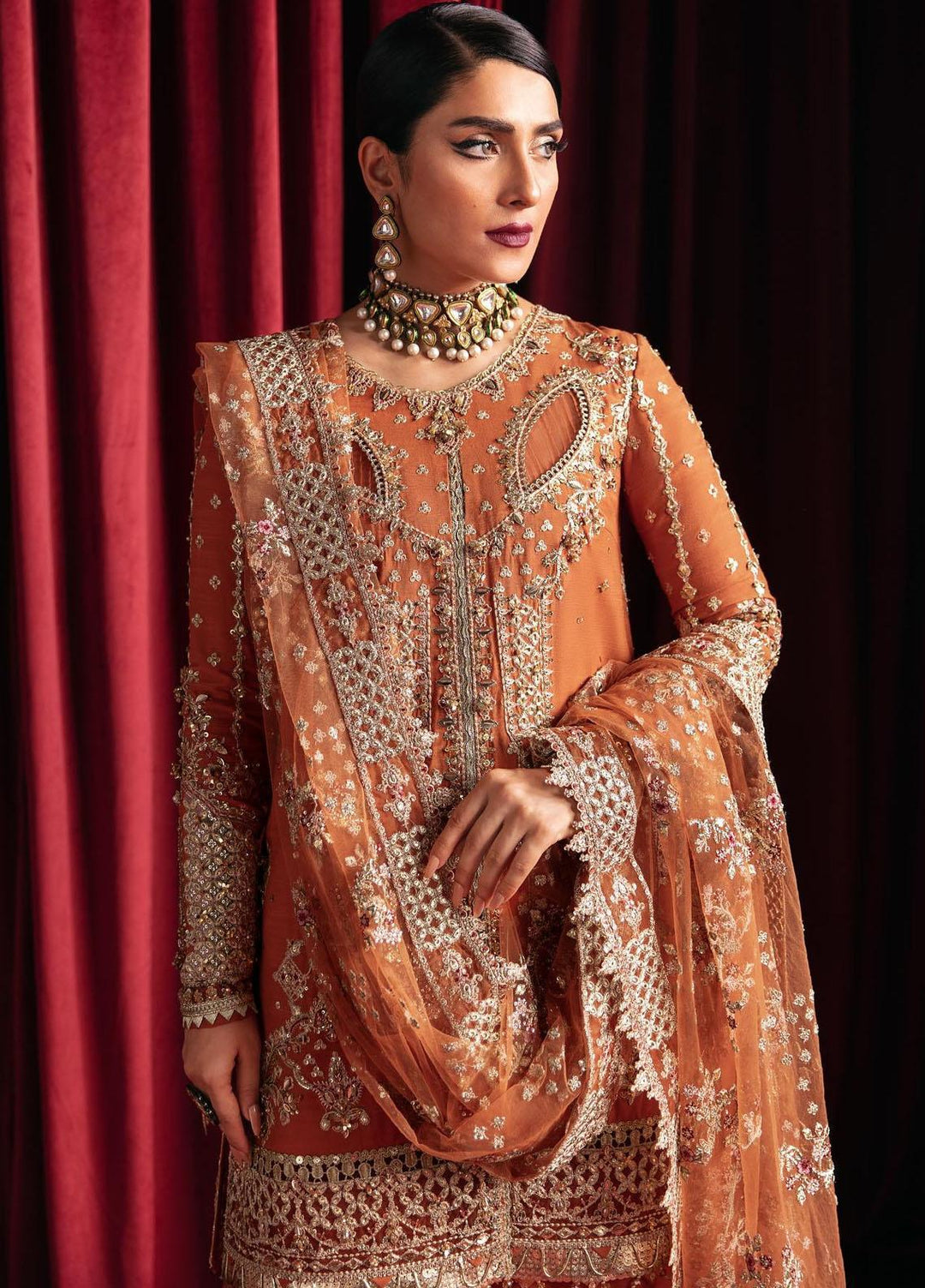 Heer Ranjha By Qalamkar Embroidered Raw Silk Suits Unstitched 3 Piece QLM23HR Noor - Luxury Formal Collection