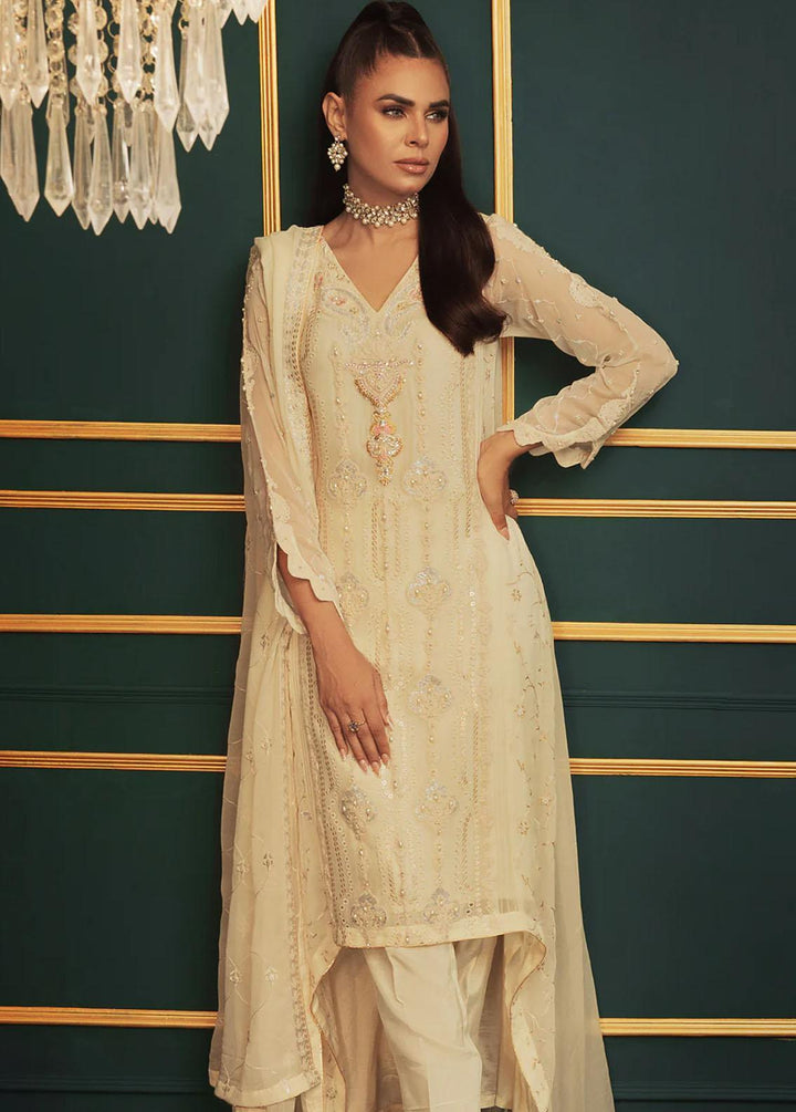 Shamooz Pret Embroidered Chiffon 3 Piece Suit SEM-0547 Ivory