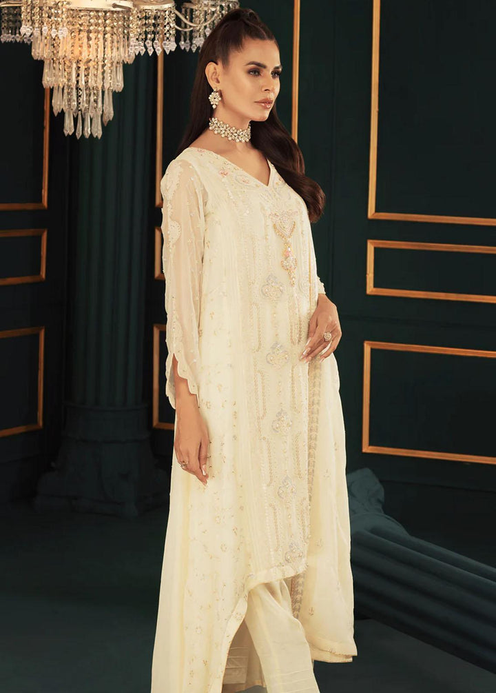 Shamooz Pret Embroidered Chiffon 3 Piece Suit SEM-0547 Ivory