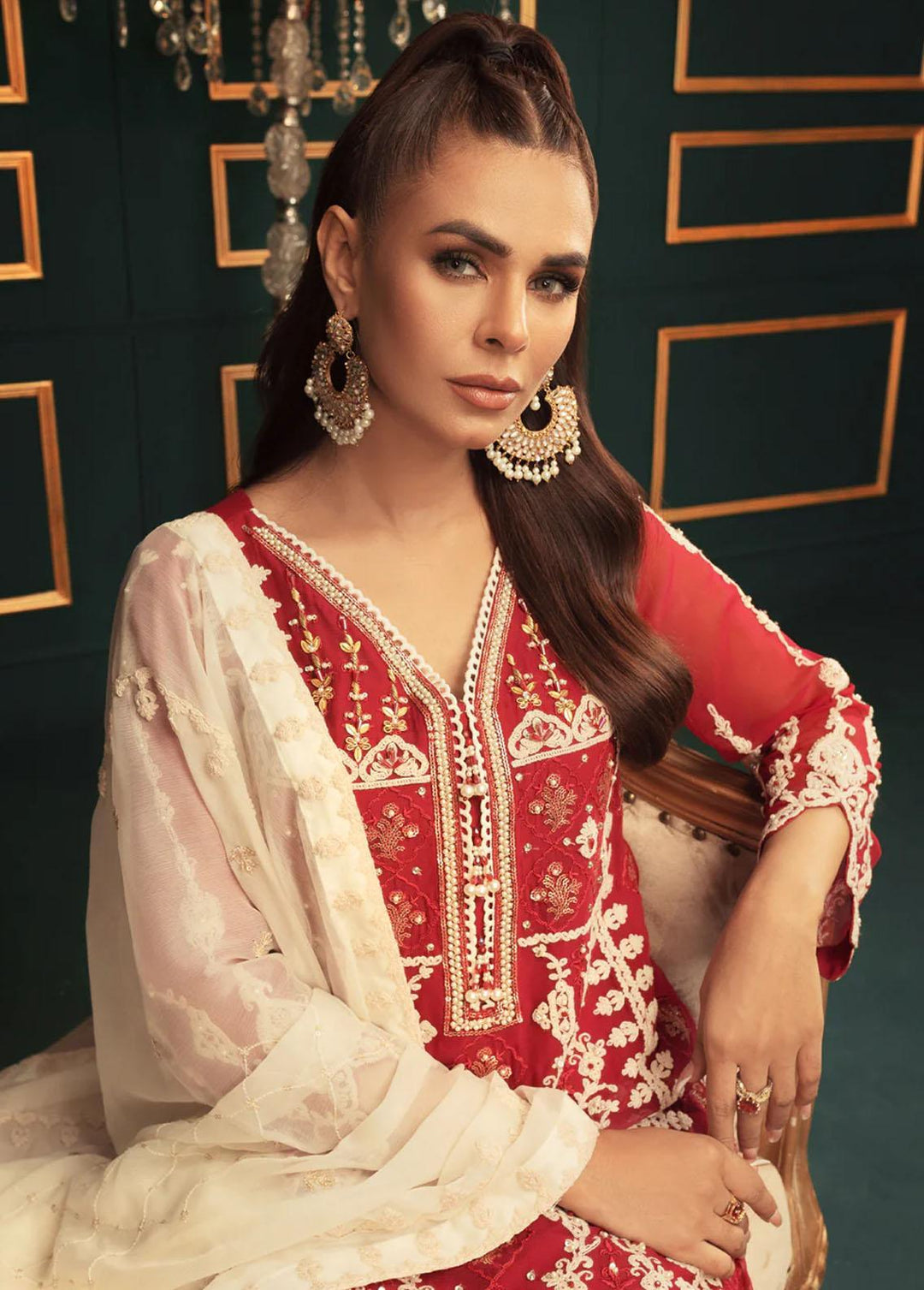 Shamooz Pret Embroidered Chiffon 3 Piece Suit SEM-0549 Deep Pink