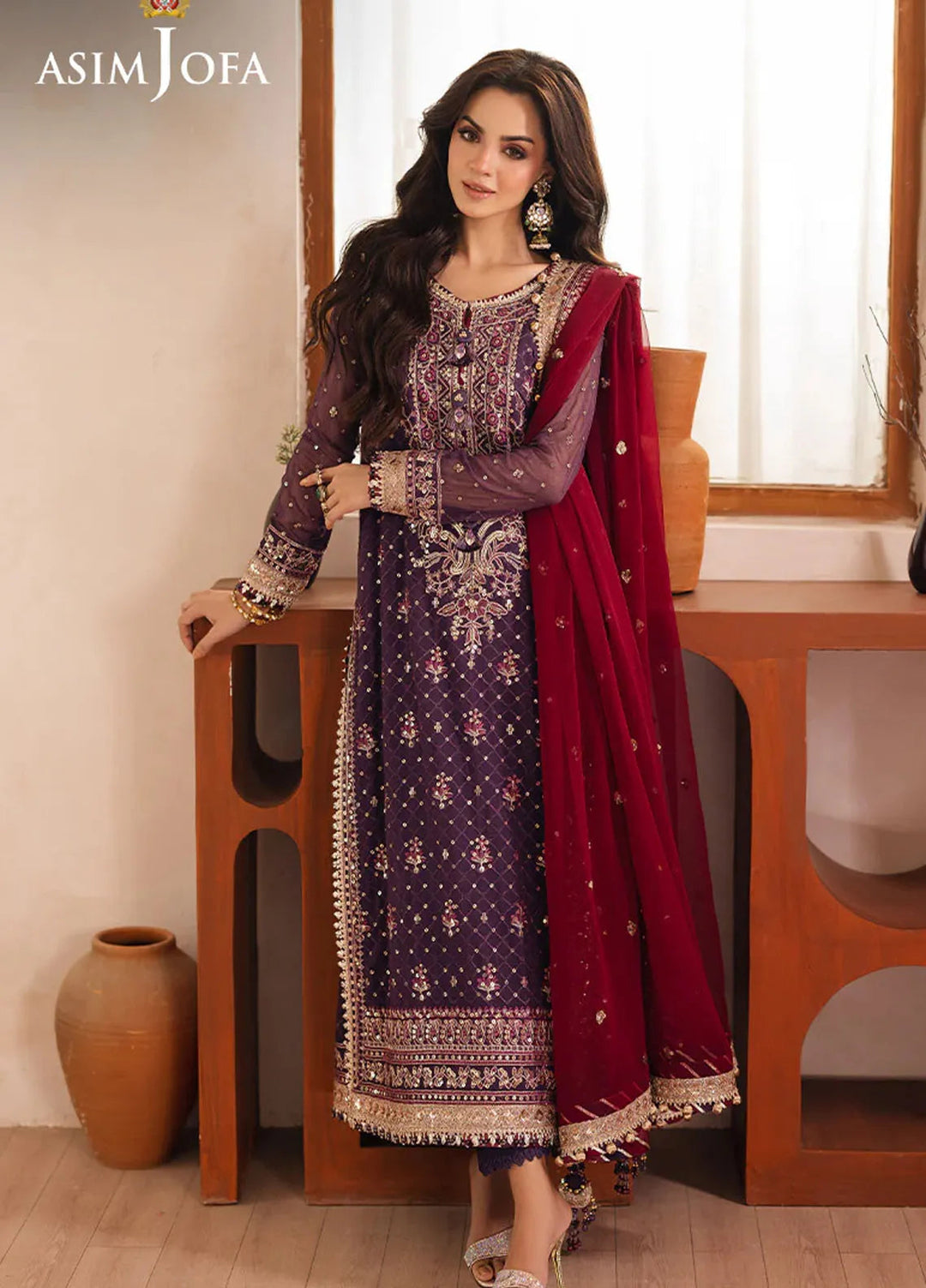 Heeriye by Asim Jofa Embroidered Chiffon Suit Unstitched 3 Piece AJ25H AJHE-01 - Festive Collection