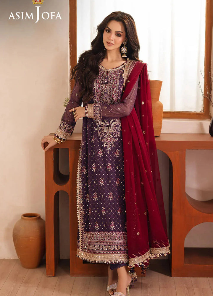 Heeriye by Asim Jofa Embroidered Chiffon Suit Unstitched 3 Piece AJ25H AJHE-01 - Festive Collection