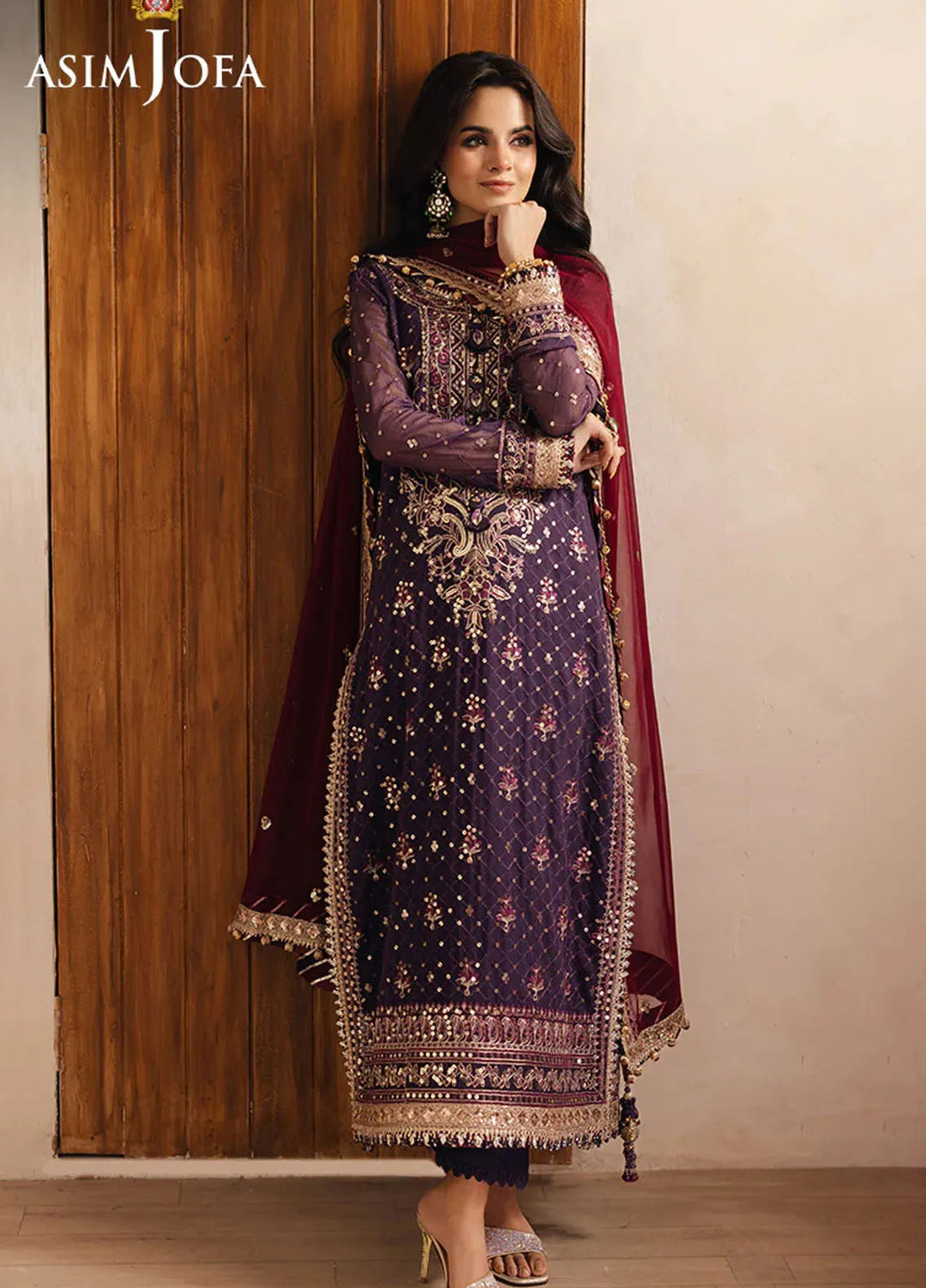 Heeriye by Asim Jofa Embroidered Chiffon Suit Unstitched 3 Piece AJ25H AJHE-01 - Festive Collection