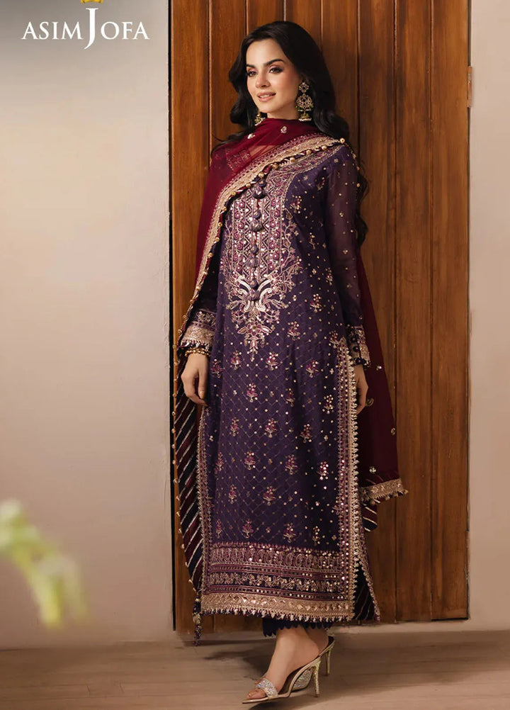 Heeriye by Asim Jofa Embroidered Chiffon Suit Unstitched 3 Piece AJ25H AJHE-01 - Festive Collection