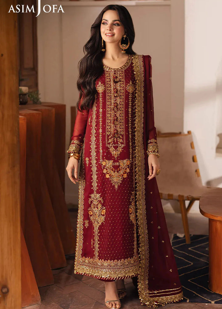Heeriye by Asim Jofa Embroidered Chiffon Suit Unstitched 3 Piece AJ25H AJHE-02 - Festive Collection
