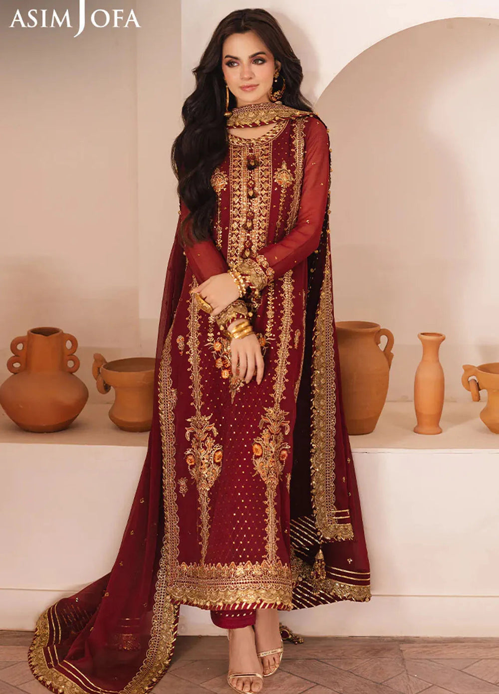 Heeriye by Asim Jofa Embroidered Chiffon Suit Unstitched 3 Piece AJ25H AJHE-02 - Festive Collection