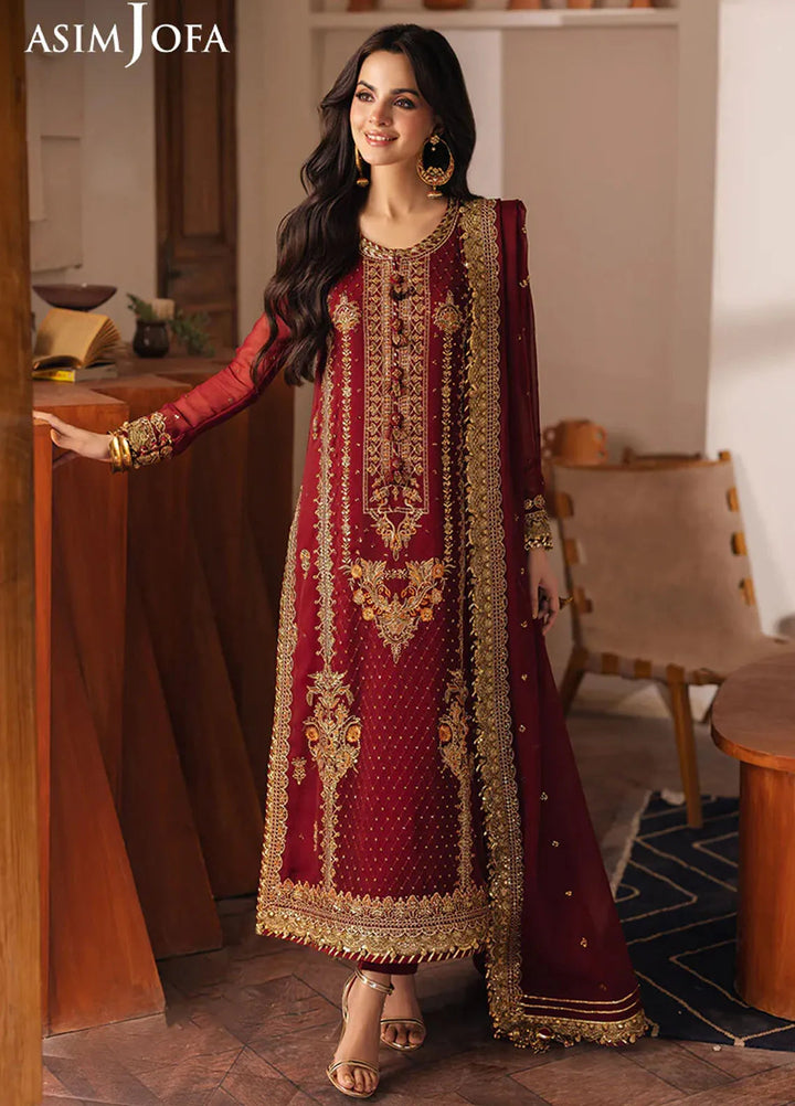 Heeriye by Asim Jofa Embroidered Chiffon Suit Unstitched 3 Piece AJ25H AJHE-02 - Festive Collection