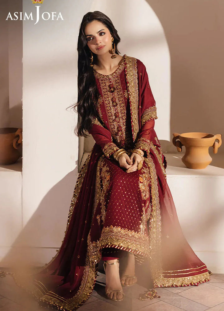 Heeriye by Asim Jofa Embroidered Chiffon Suit Unstitched 3 Piece AJ25H AJHE-02 - Festive Collection