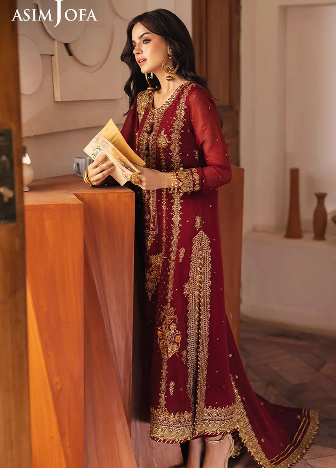 Heeriye by Asim Jofa Embroidered Chiffon Suit Unstitched 3 Piece AJ25H AJHE-02 - Festive Collection