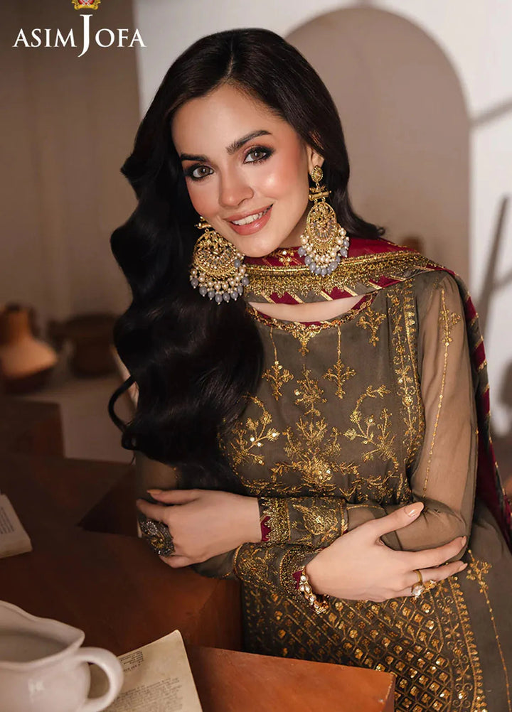 Heeriye by Asim Jofa Embroidered Chiffon Suit Unstitched 3 Piece AJ25H AJHE-06 - Festive Collection