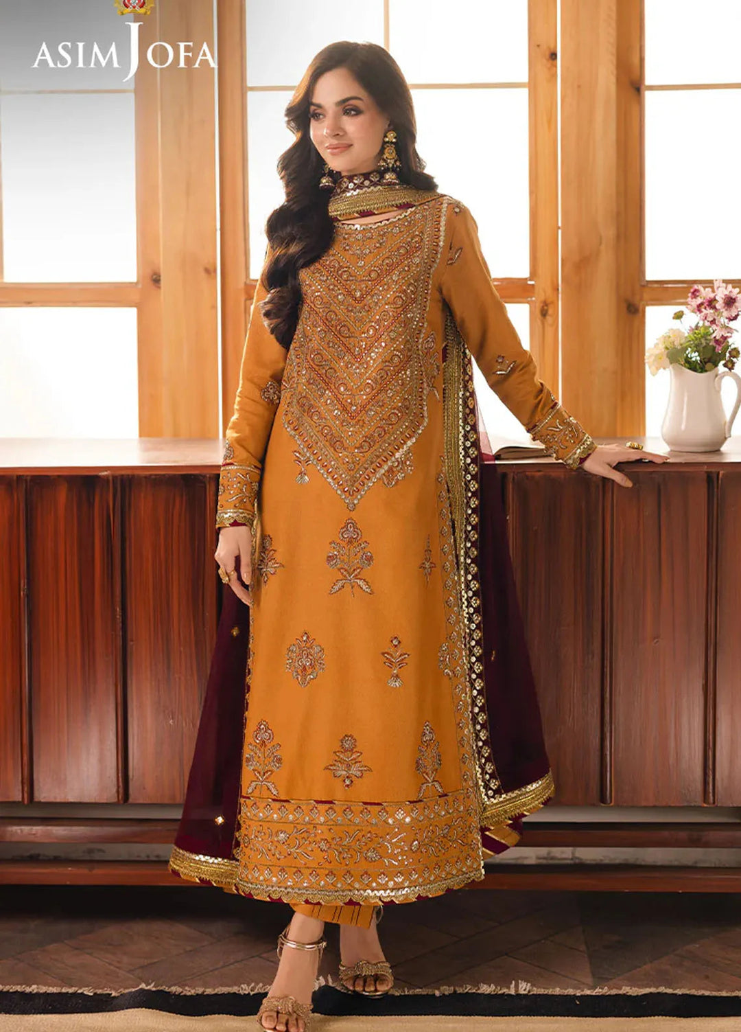 Heeriye by Asim Jofa Embroidered Chiffon Suit Unstitched 3 Piece AJ25H AJHE-07 - Festive Collection