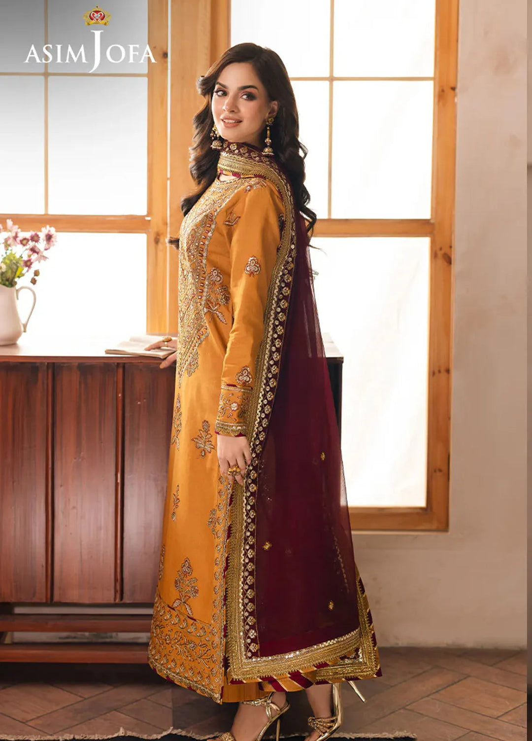 Heeriye by Asim Jofa Embroidered Chiffon Suit Unstitched 3 Piece AJ25H AJHE-07 - Festive Collection