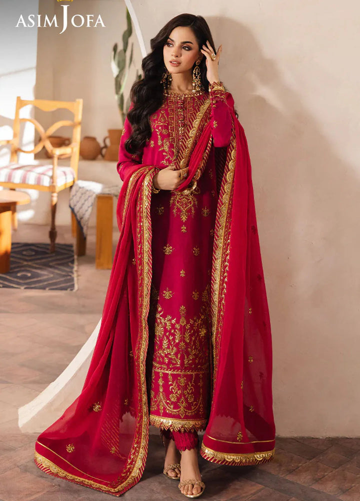 Heeriye by Asim Jofa Embroidered Chiffon Suit Unstitched 3 Piece AJ25H AJHE-08 - Festive Collection