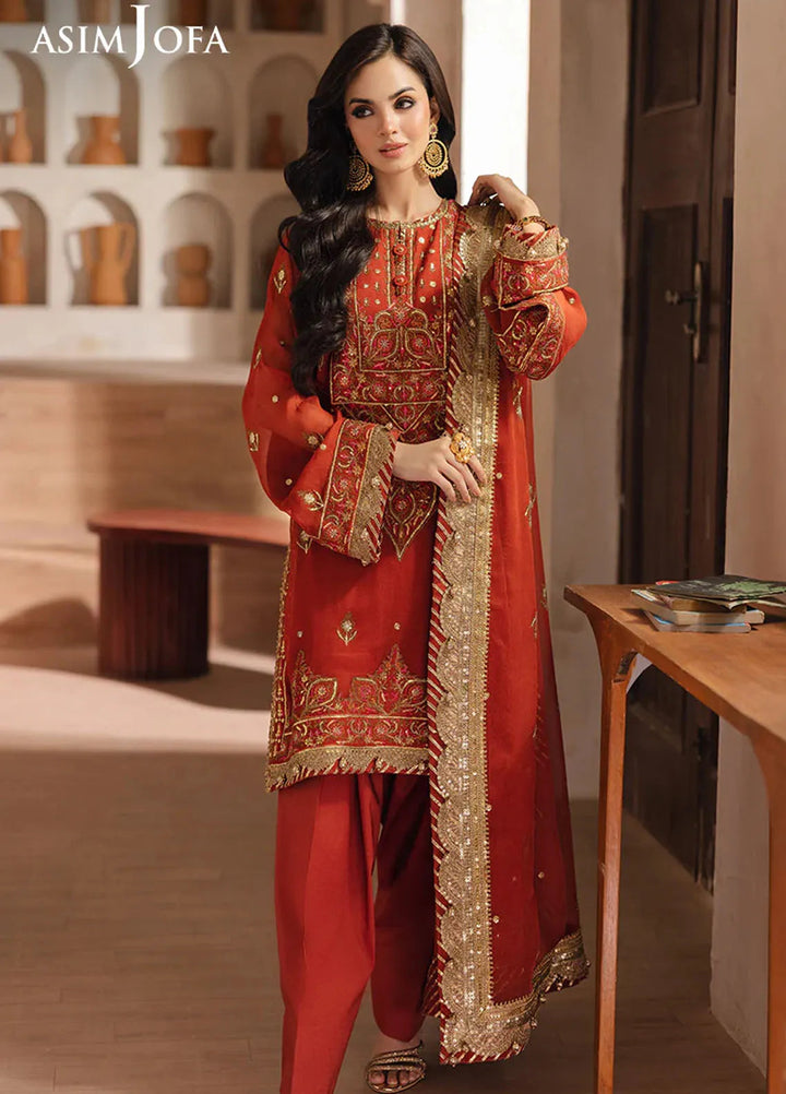 Heeriye by Asim Jofa Embroidered Chiffon Suit Unstitched 3 Piece AJ25H AJHE-10 - Festive Collection