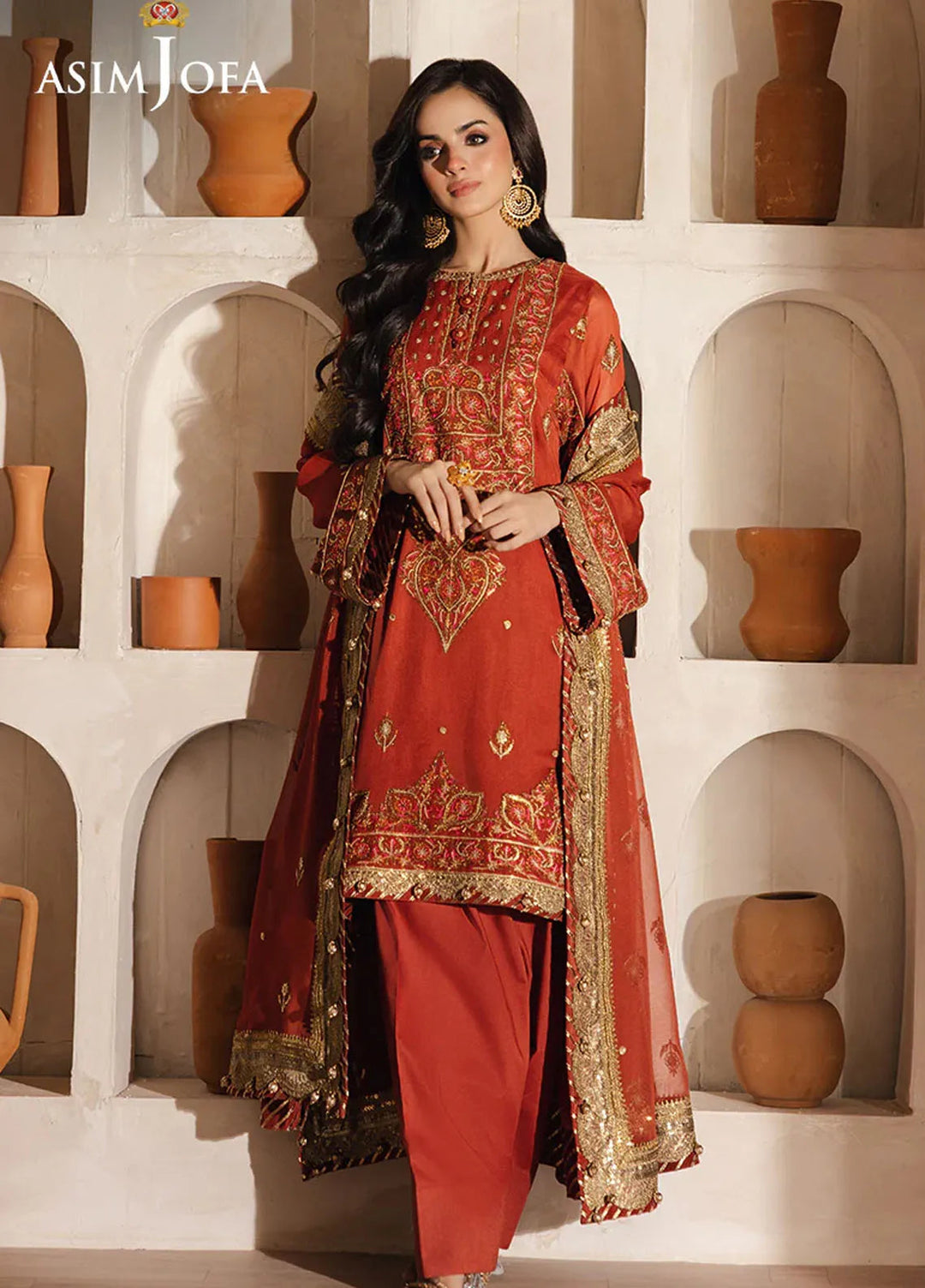 Heeriye by Asim Jofa Embroidered Chiffon Suit Unstitched 3 Piece AJ25H AJHE-10 - Festive Collection