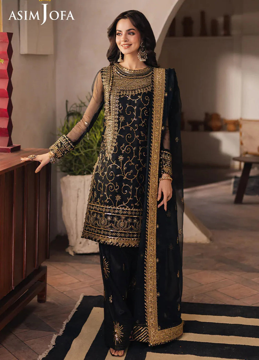 Heeriye by Asim Jofa Embroidered Organza Suit Unstitched 3 Piece AJ25H AJHE-04 - Festive Collection