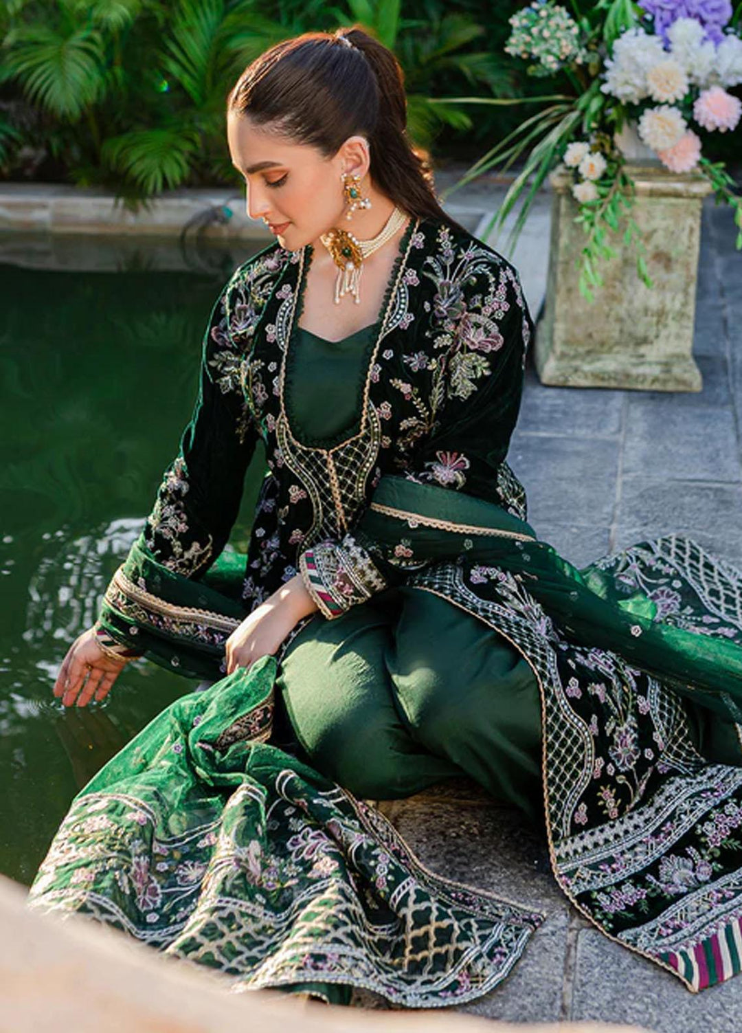 Heeriye By Izel Embroidered Velvet Suits Unstitched 3 Piece IZL23HR HF-1057 Maya - Festive Collection