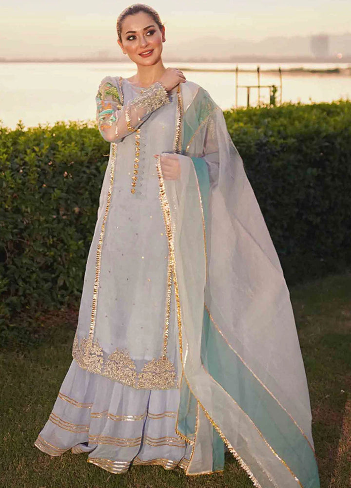 HEM Pret Embroidered Organza 3 Piece Suit Baby Blue