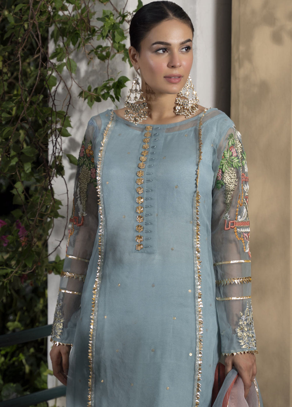 HEM Pret Embroidered Organza 4 Piece Suit Ice Blue