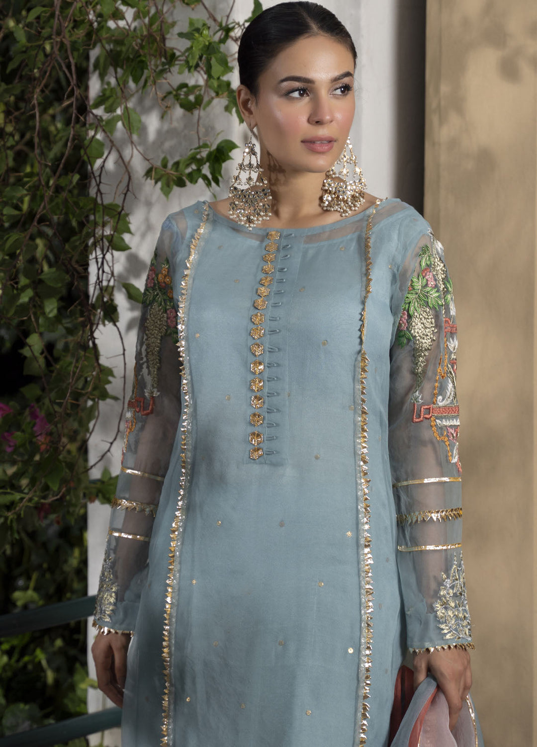 HEM Pret Embroidered Organza 3 Piece Suit Ice Blue