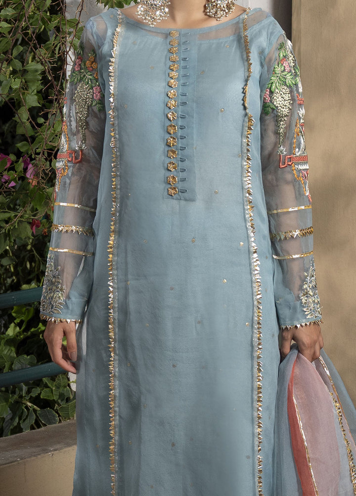 HEM Pret Embroidered Organza 4 Piece Suit Ice Blue