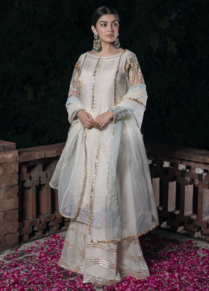 HEM Pret Embroidered Organza 3 Piece Suit Ivory White