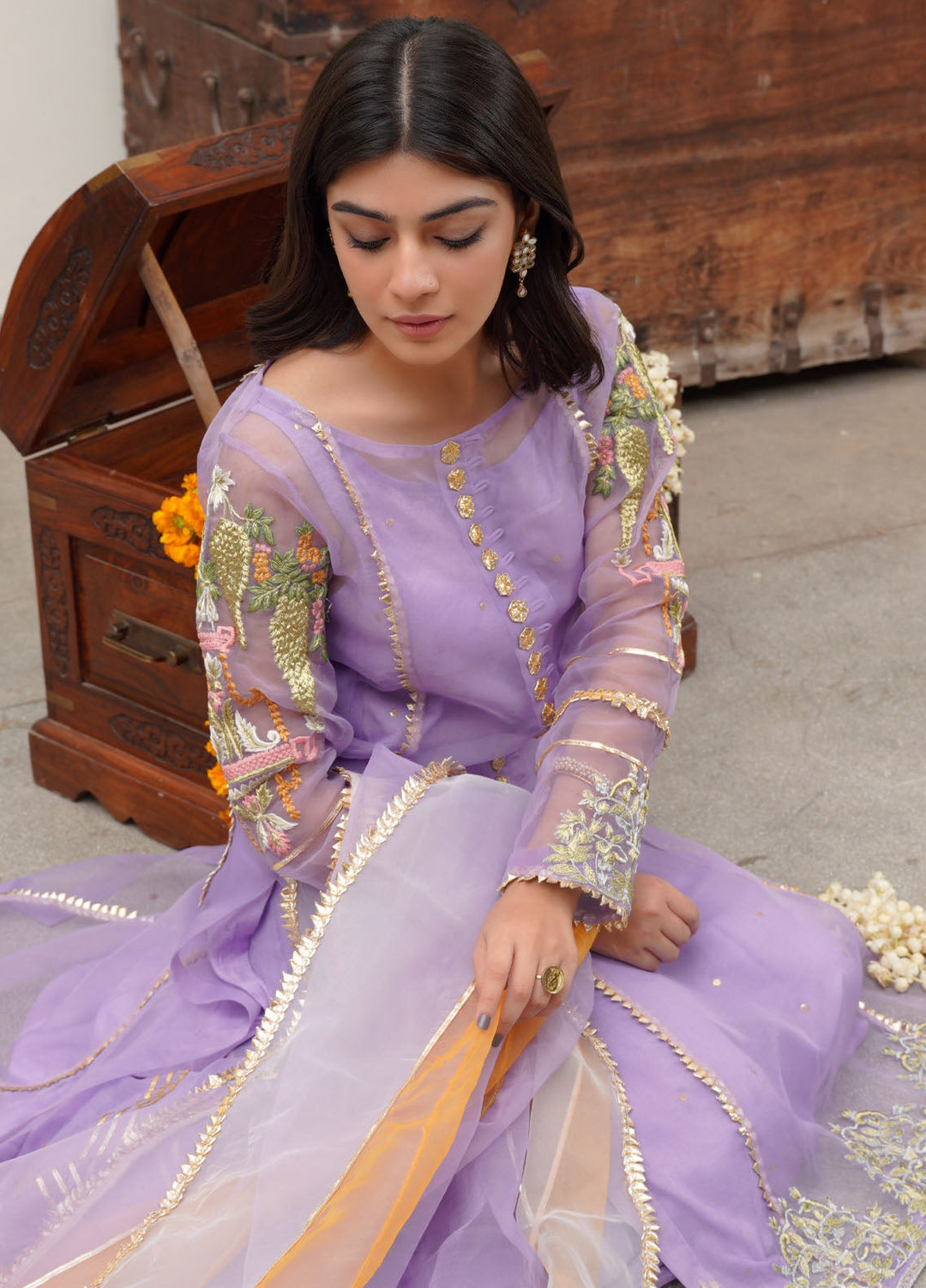 HEM Pret Embroidered Organza 3 Piece Suit Lilac