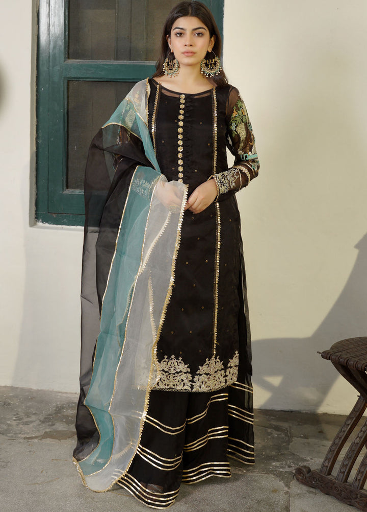 HEM Pret Embroidered Organza 3 Piece Suit Lotus Black