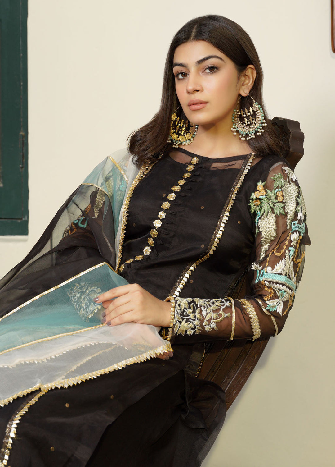 HEM Pret Embroidered Organza 3 Piece Suit Lotus Black