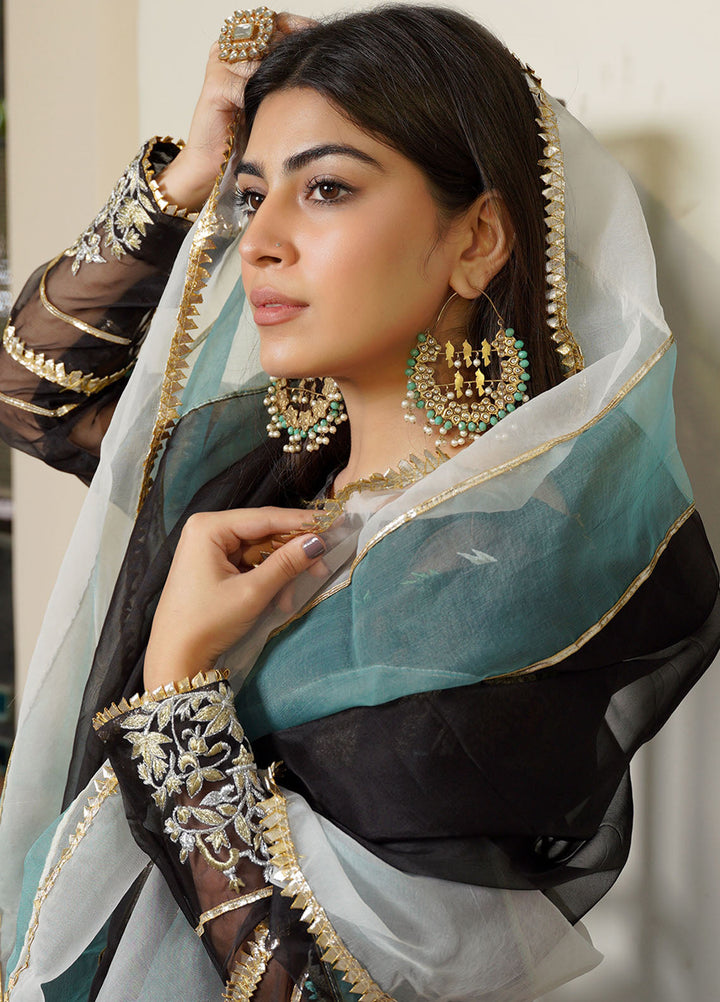 HEM Pret Embroidered Organza 3 Piece Suit Lotus Black