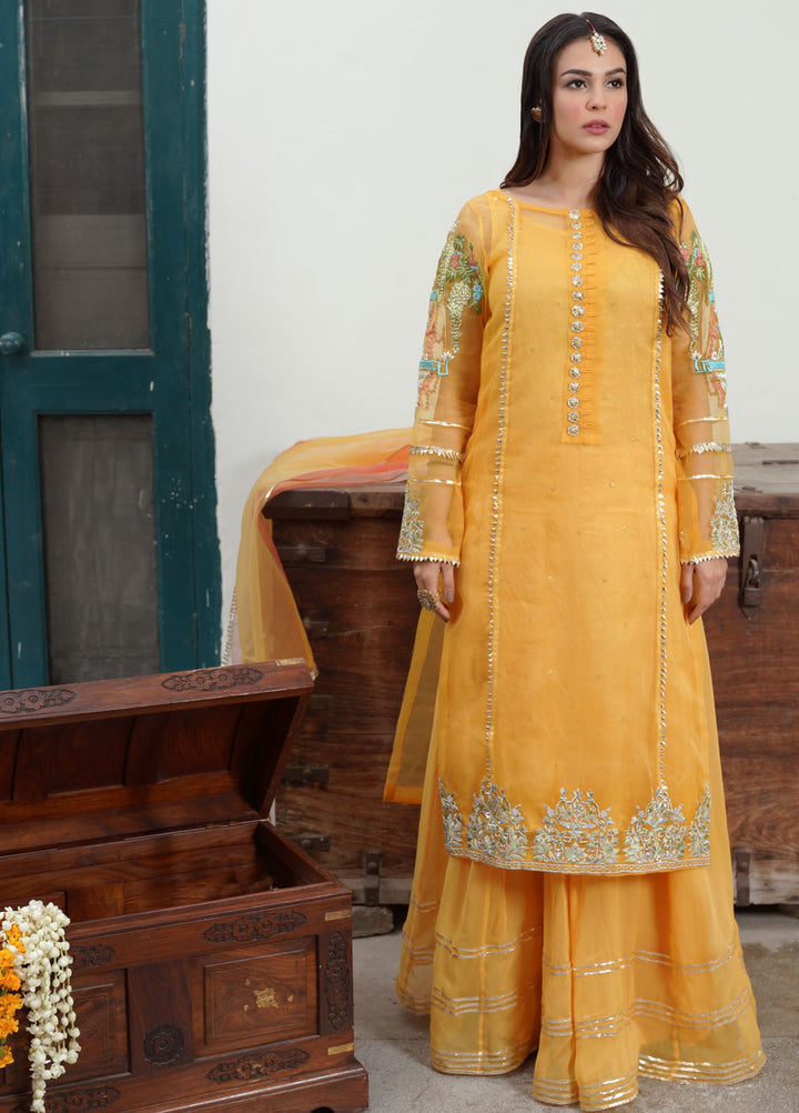 HEM Pret Embroidered Organza 3 Piece Suit Saffron