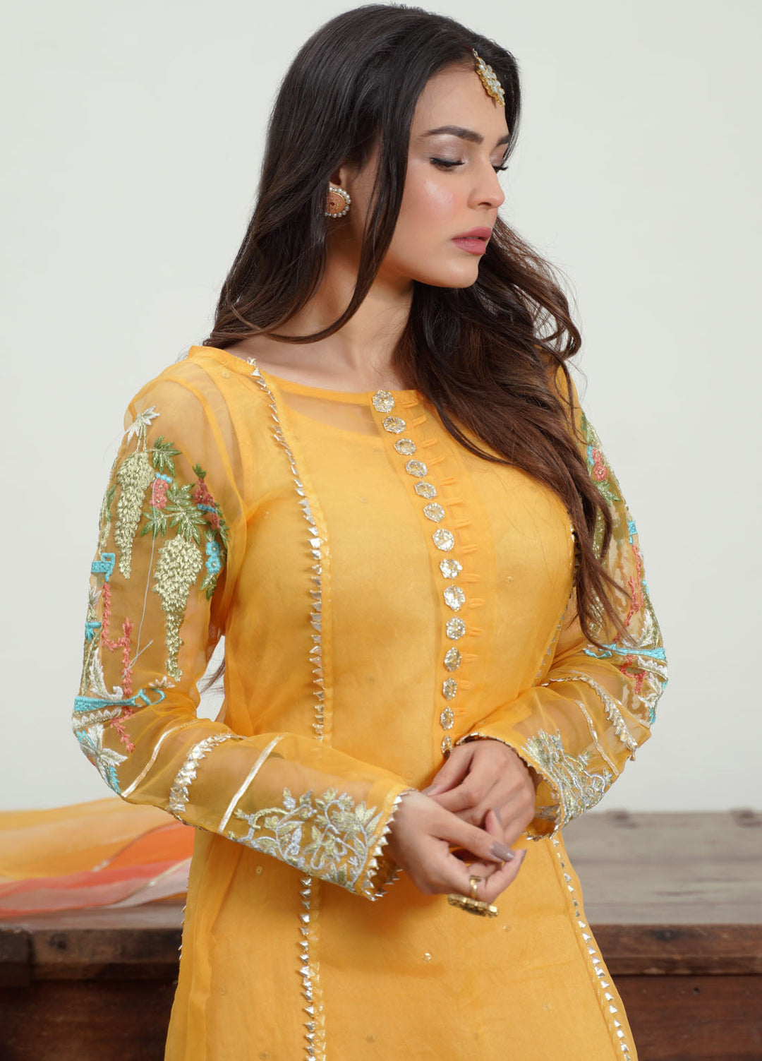 HEM Pret Embroidered Organza 3 Piece Suit Saffron