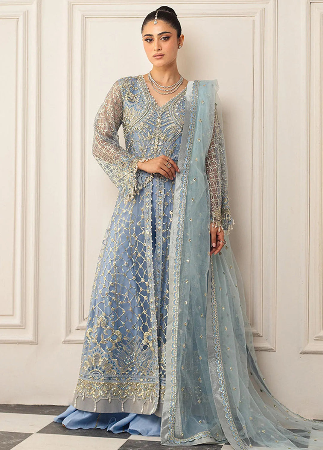Hemline By Mushq Embroidered Suit Unstitched 3 Piece MQ24HA D-04 Periwinkle - Formal Collection