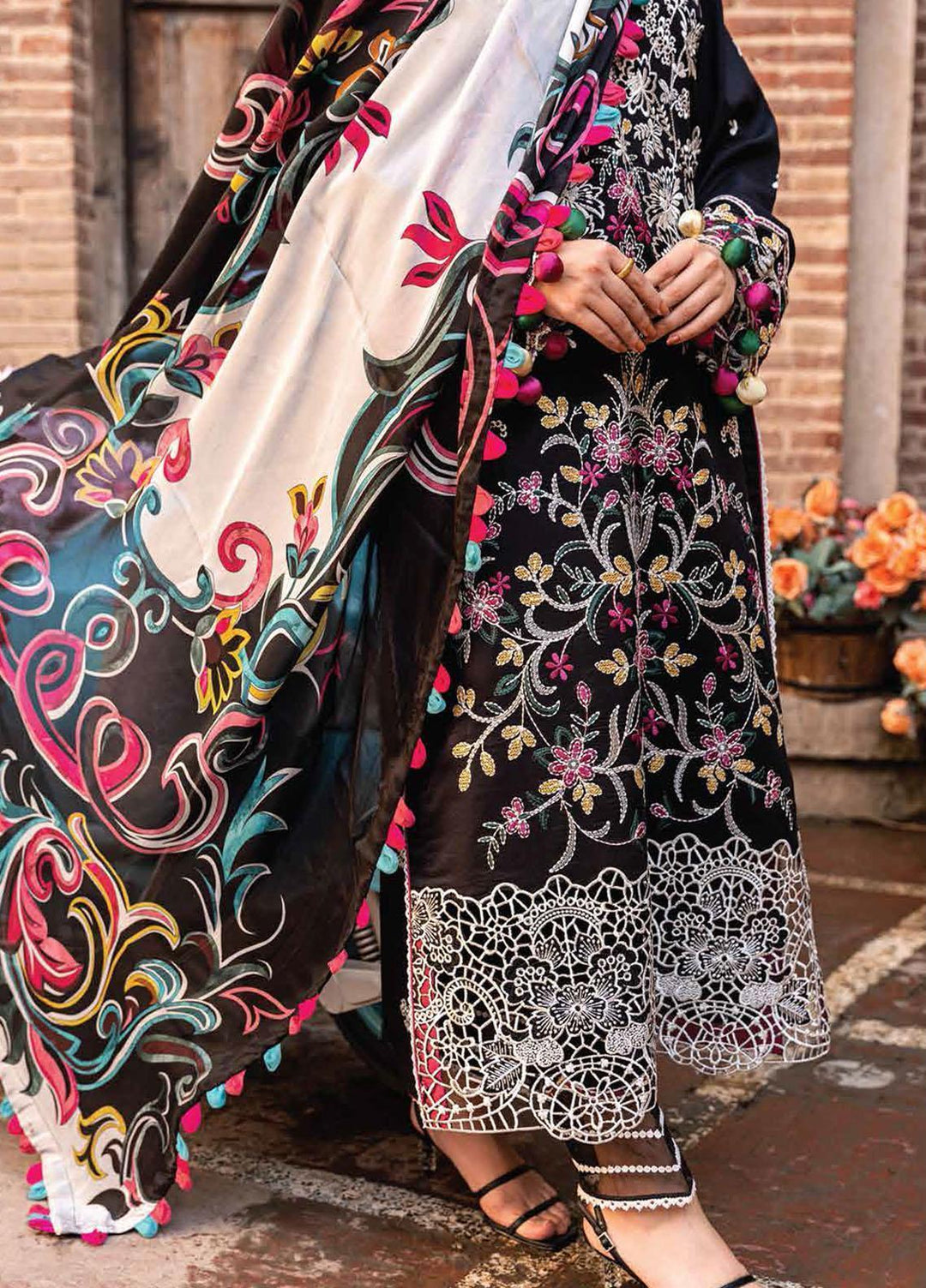 Hemline by Mushq Embroidered Lawn Suits Unstitched 3 Piece MQ23HMS HML23-5B MIA - Spring / Summer Collection