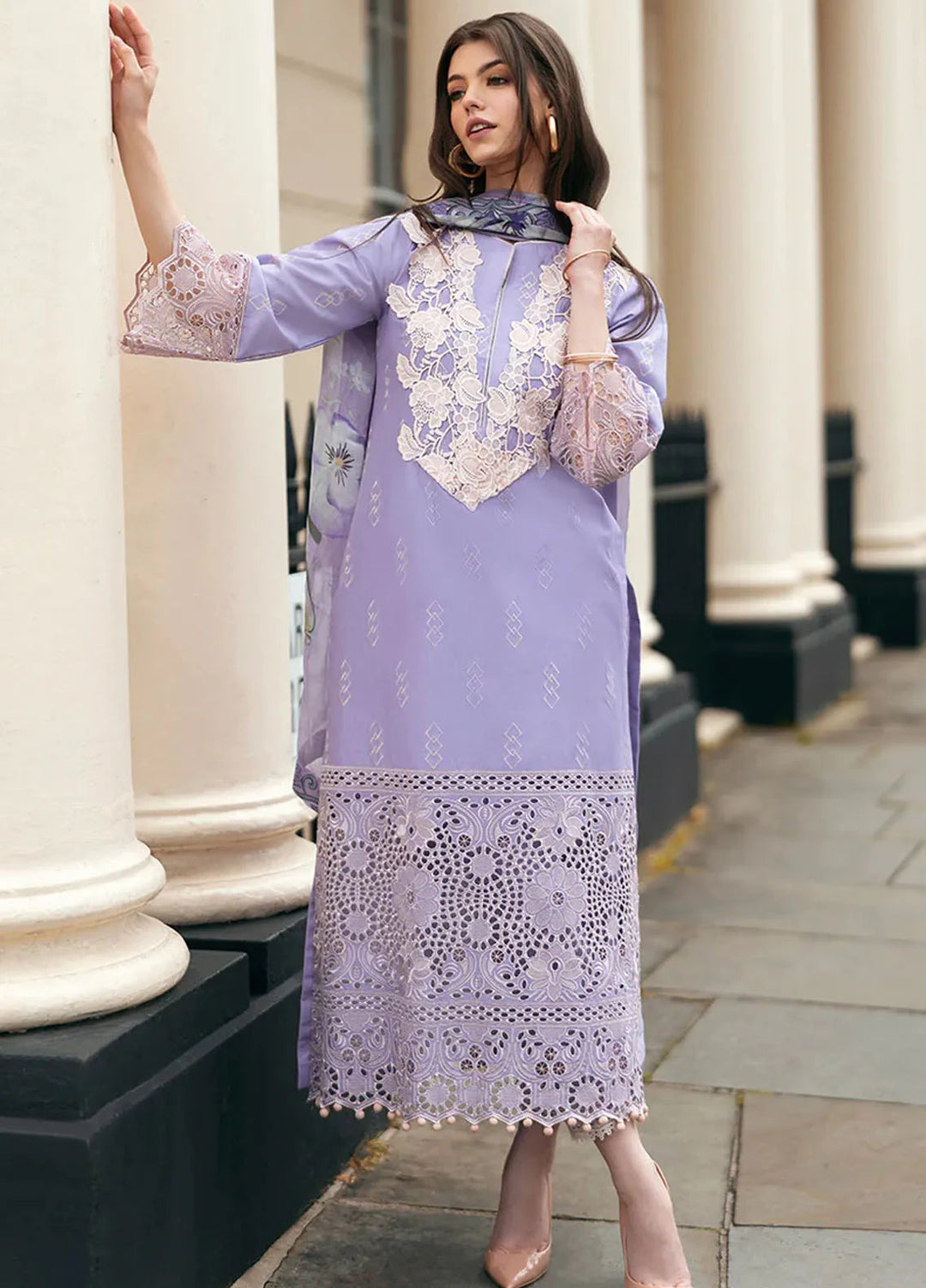 Hemline Odyssey By Mushq Embroidered Lawn Suit Unstitched 3 Piece MQ24H Bloom Boulevard - Summer Collection