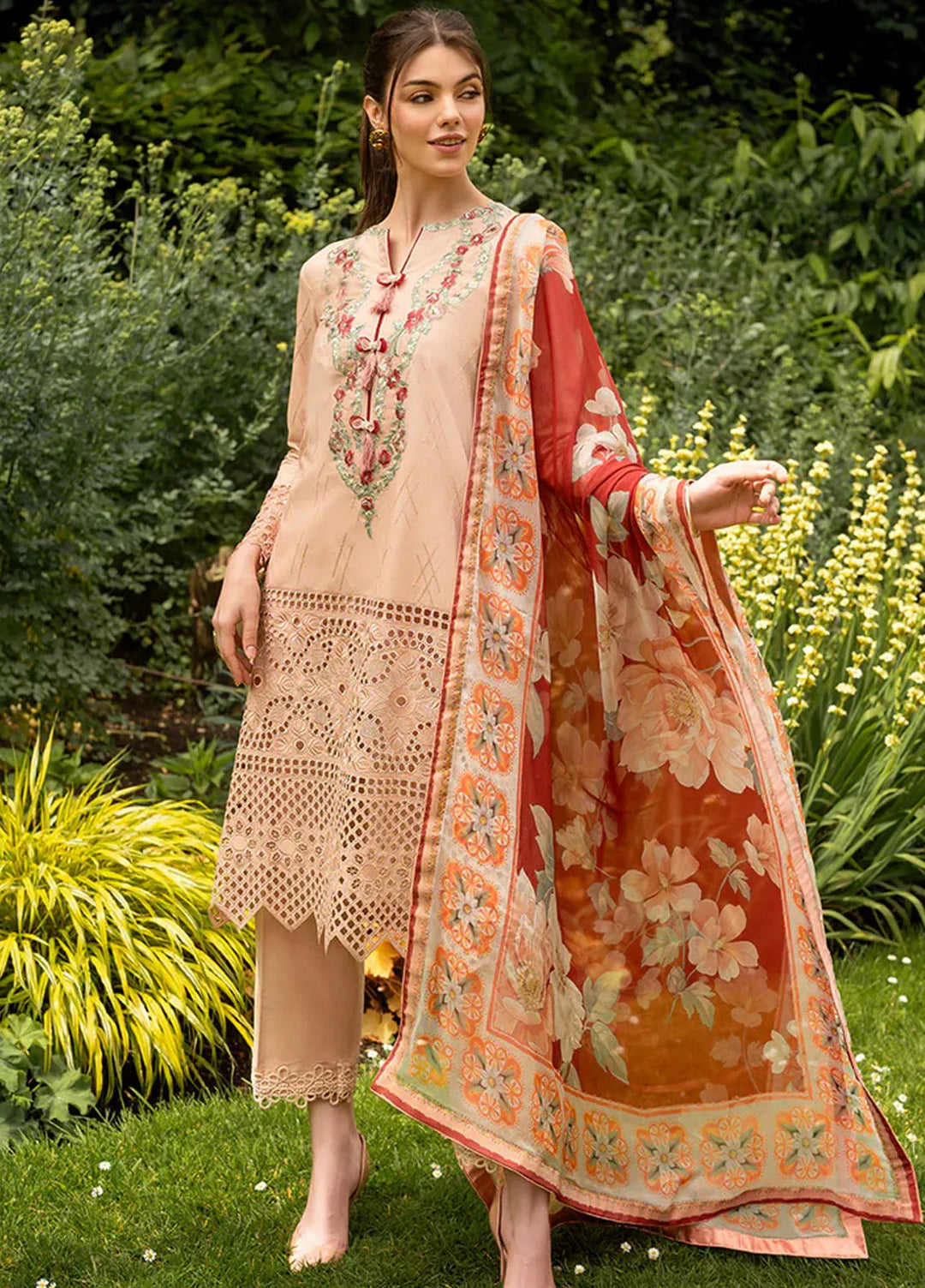 Hemline Odyssey By Mushq Embroidered Lawn Suit Unstitched 3 Piece MQ24H Blooming Belle - Summer Collection