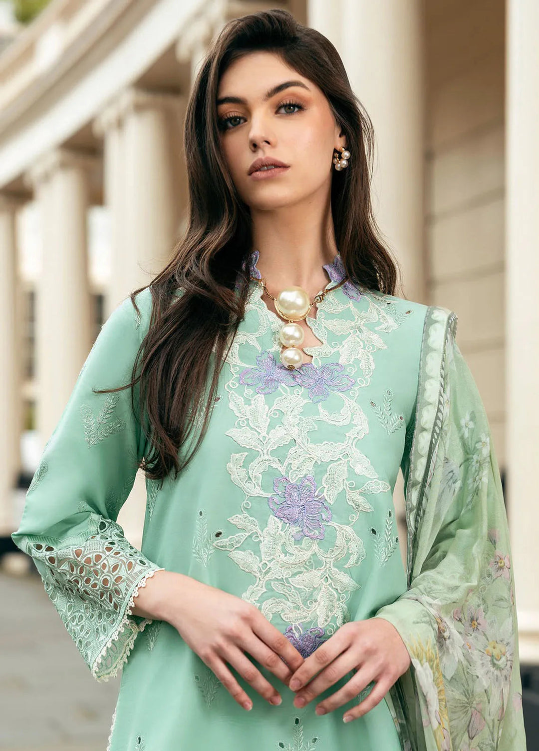 Hemline Odyssey By Mushq Embroidered Lawn Suit Unstitched 3 Piece MQ24H Bristol Beauty - Summer Collection